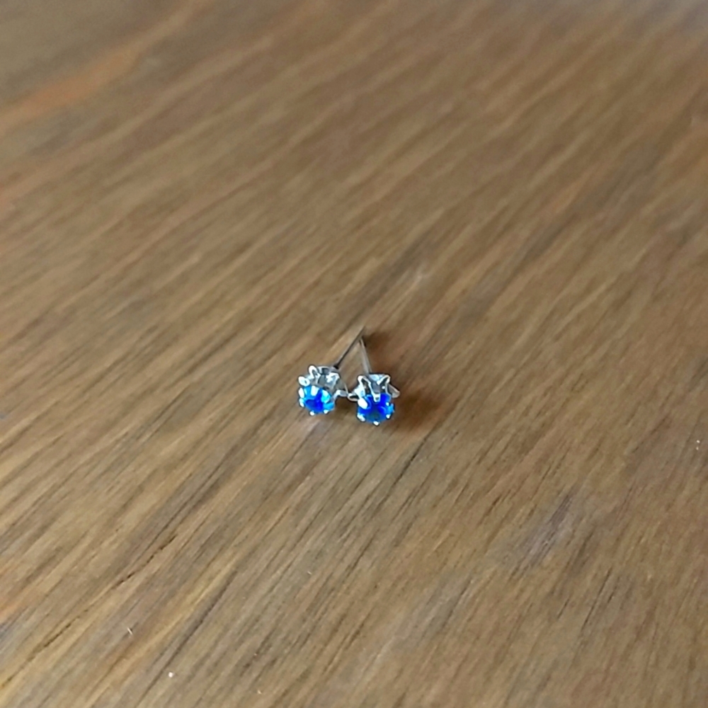 🌻 Blue Gem Post Earrings